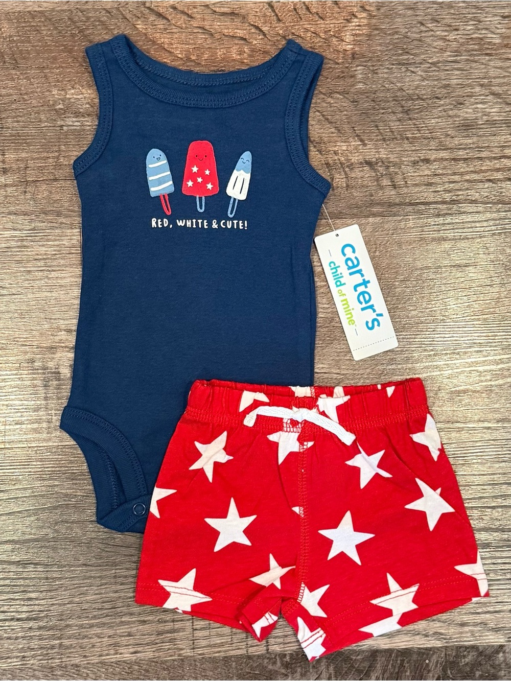 NWT Carters 4th of July Newborn Baby Outfit Unisex “Red White and Cute” Popsicle